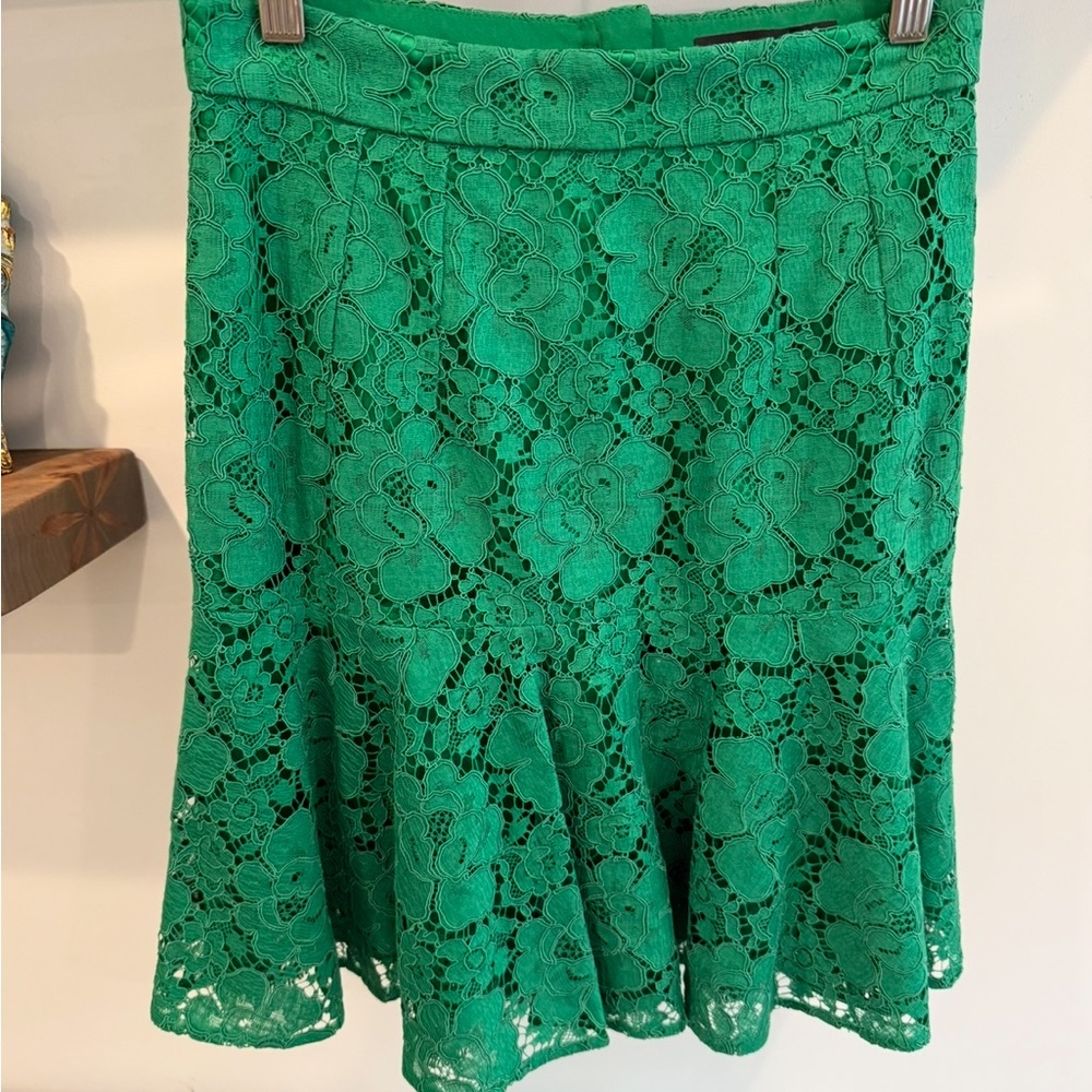 Dolce & Gabbana Vibrant Green Lace A-Line Skirt